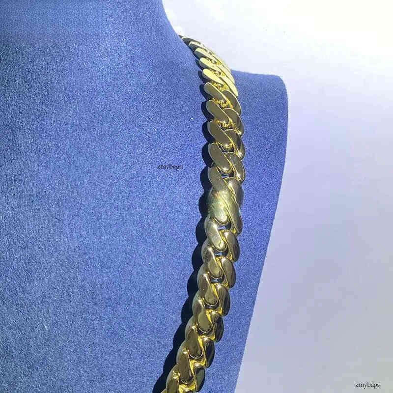 14MM Men Gold Plated Link Sterling Sier Hiphop Cuban Chain Necklace