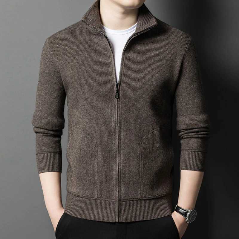 Solid Color Long-sleeved Stretch Cardigan for Men Daily Casual Warm Sweater. Fall Jacket M-4XL XJ250805