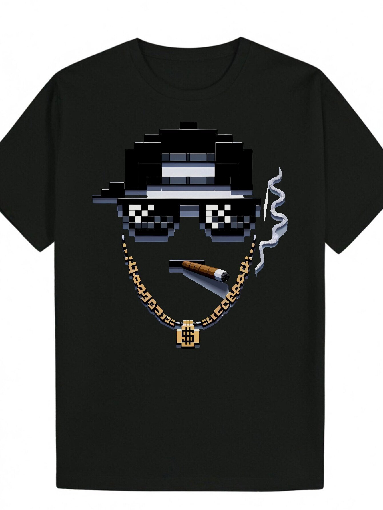 Fun Men's Graphic T-Shirt - Black Casual Summer Short Sleeve Shirt with Unique Portrait Design, Machine Washable Polyester Fiber 8fb0e