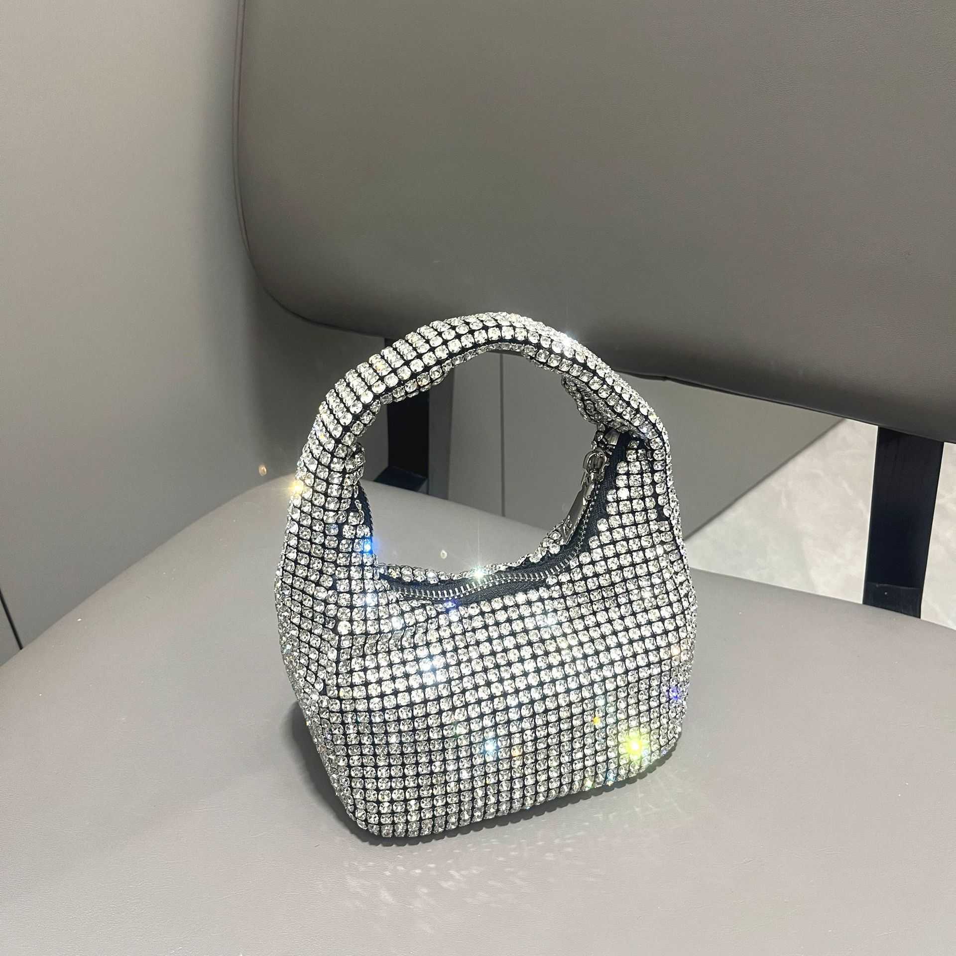 designer bag 2025 New Product AW Full Diamond Shiny Handbag Inlaid Diamond Evening Bag Small Square Bag Versatile Bag