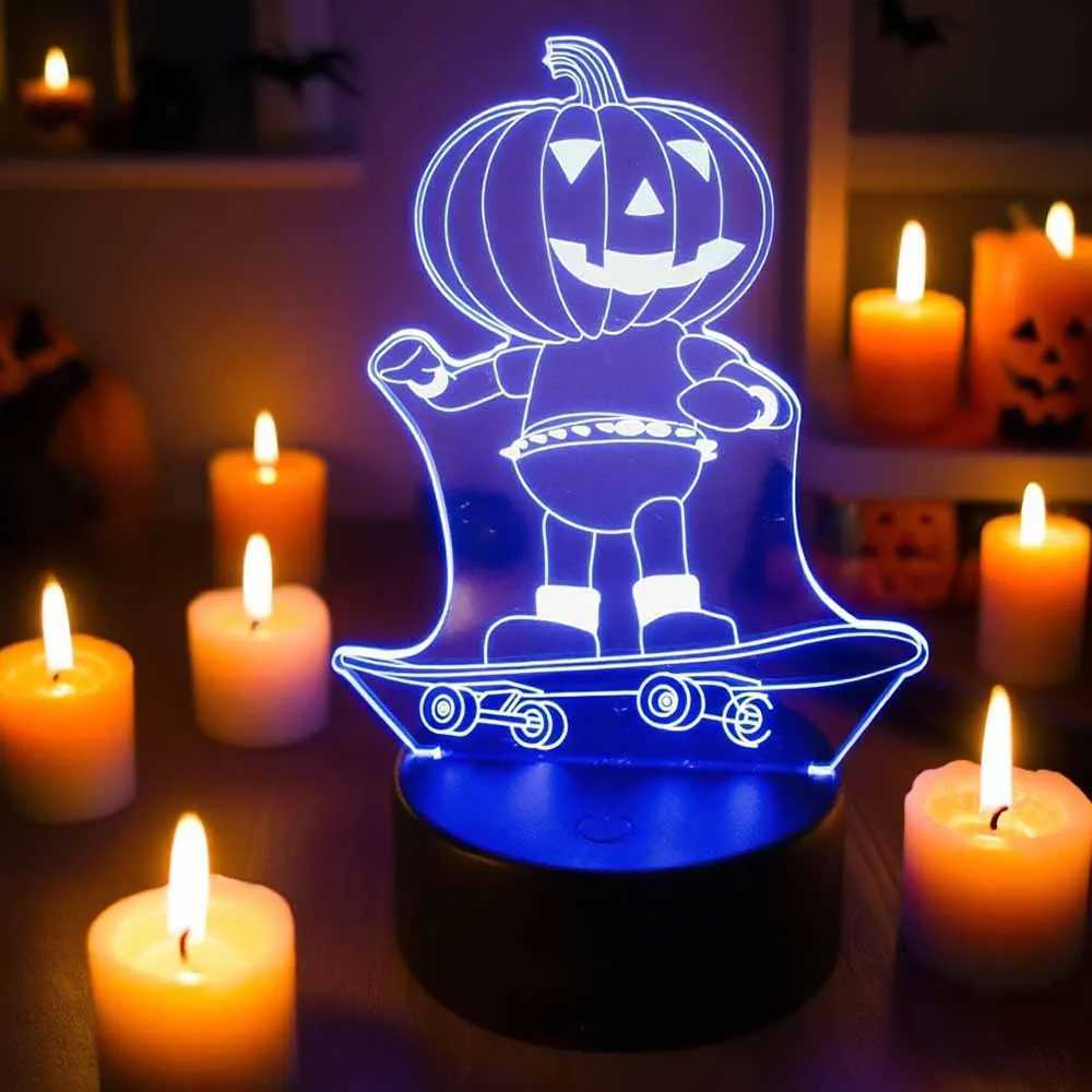 Halloween Pumpkin LED Night Light Bedroom Decoration Lamp Childrens Gift Lights 7/16 Color Dimming Bedside Table Lamps XJ250804