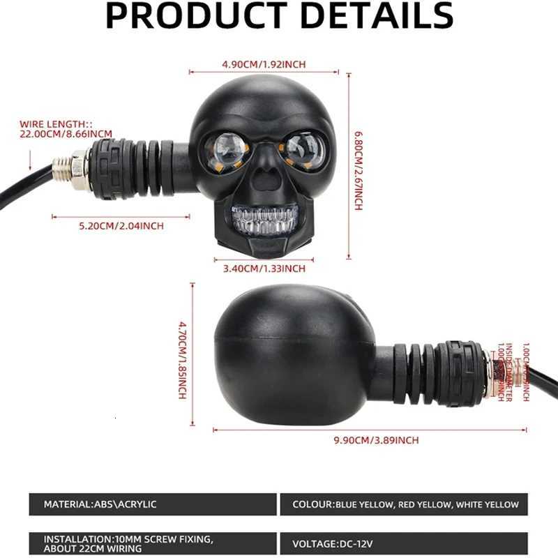 2PCS Motorcycle LED Dual Color Skull Shape Waterproof Fog Light Auxiliary Headlights ATV Scooter Driving For Racers Spotlight XJ250804