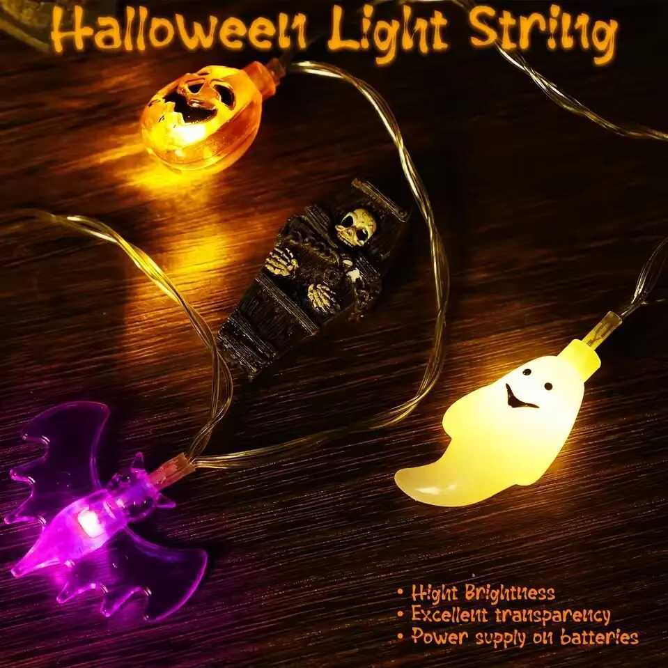 1PC LED Halloween String Lights Bat Ghost Pumpkin Festival Decorative Lights Battery Operated Lamp For Indoor Halloween Decor XJ250804