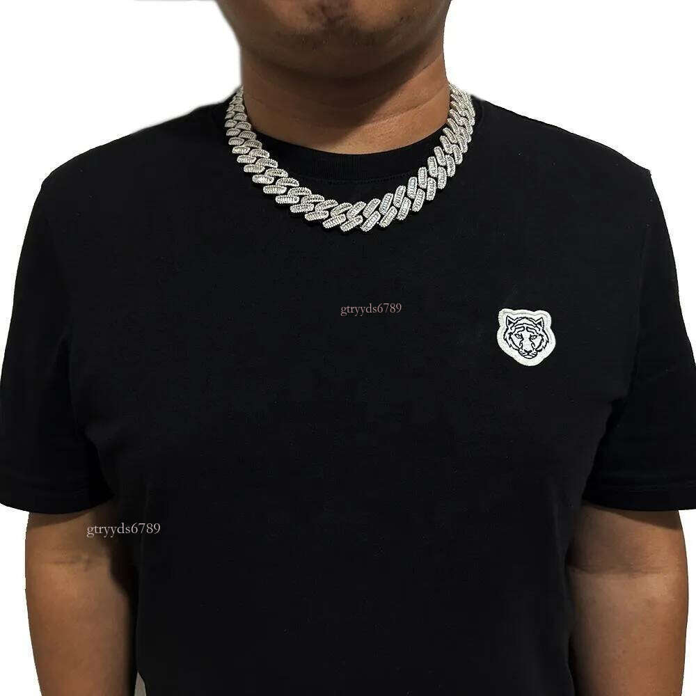 hip hop jewelry cuban link chain 15mm s sier fashion necklace iced out fully vvs baguette moissanite dia men necklaces