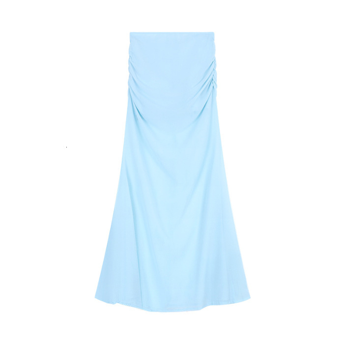 2025 black shorts sexy pure desire strapless slim fit chiffon mesh half skirt mermaid long skirt women's summer two-piece fashion set fashionable