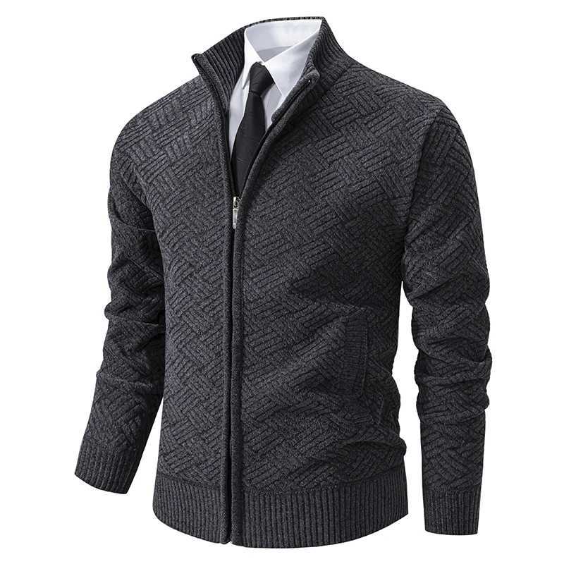 Mens Thickened Cardigan Full Zipper Fleece Sweaters Knit Jackets Hooded Sweater Coat Autumn Winter Padded ClothingXJ250805