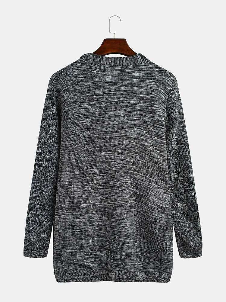 Cardigan Men Sweaters Mid Length Coats Knitted Casual Loose Regular Splice Coat Open Stitch Autumn Winter Knit Jacket 2024 XJ250805