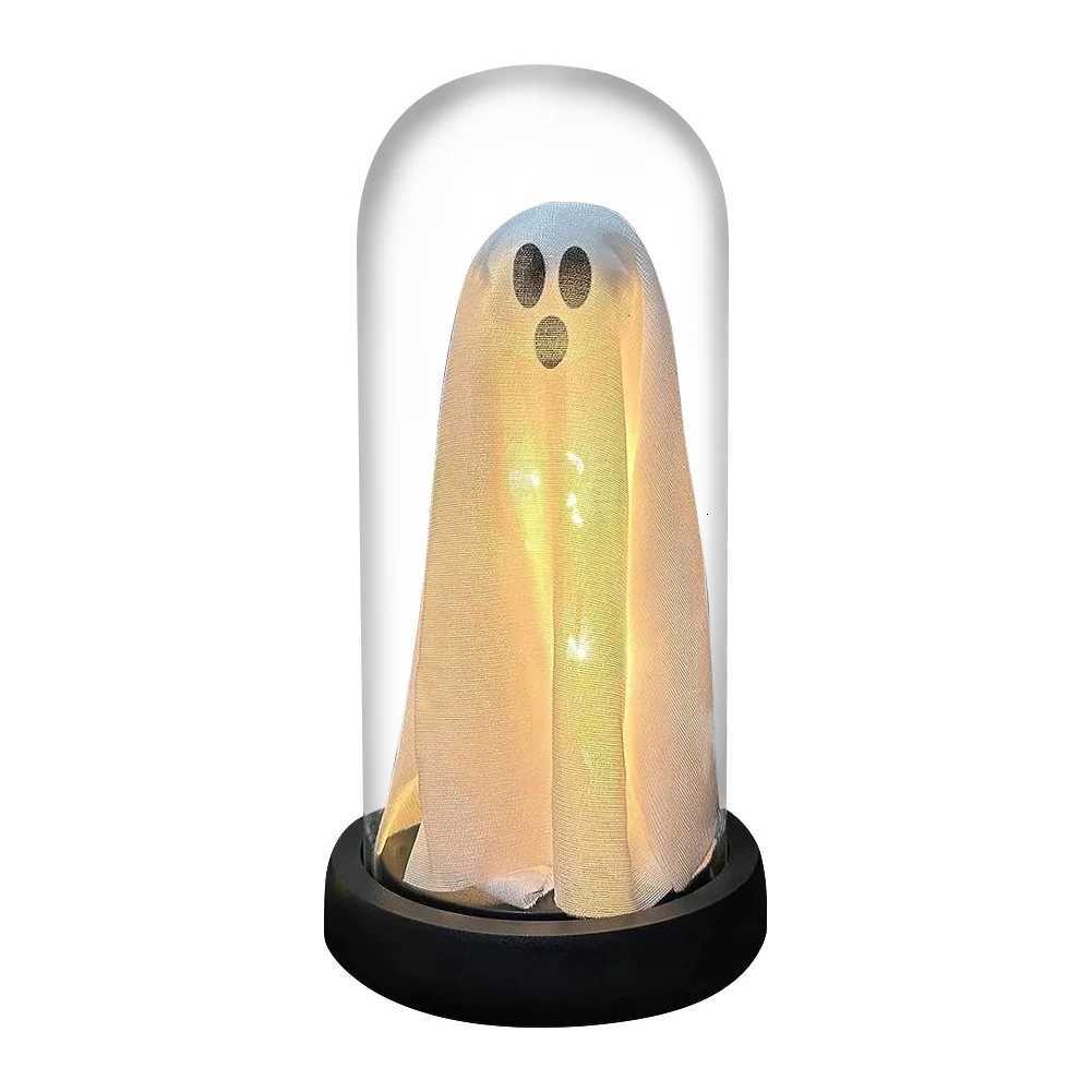 Halloween Decor Light Up Ghost in Plastic Cloche Halloween Decorations Indoor Cute Ghost with Light Halloween Ghost Night Light XJ250804
