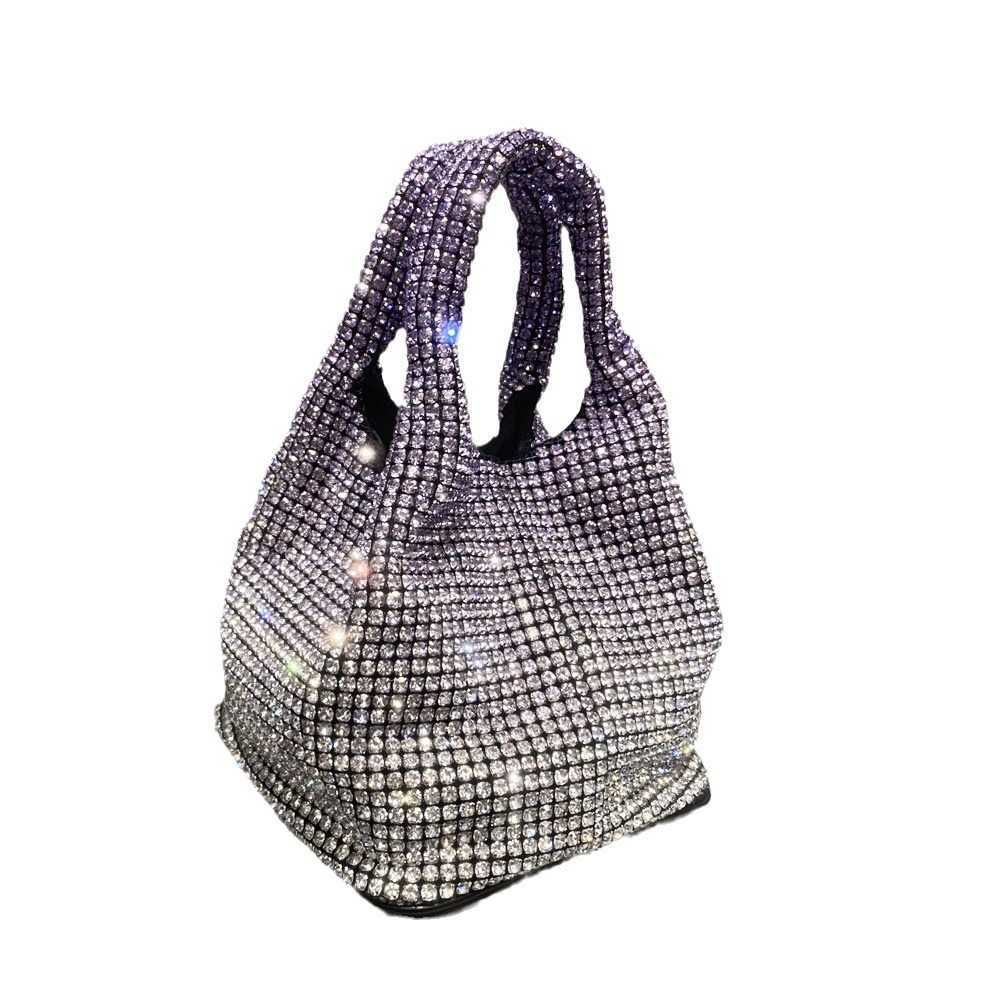 designer bag Women's bag 2025 Rhinestone bag gradually changing color Portable bucket bag Single shoulder diagonal chain bag Small bag Handbag