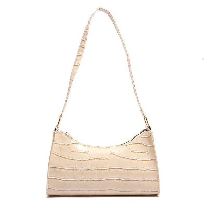 Crocodile Pattern 2025 New Style Crescent Simple Solid Color Underarm Baguette Single Shoulder Bag Women's Handbag