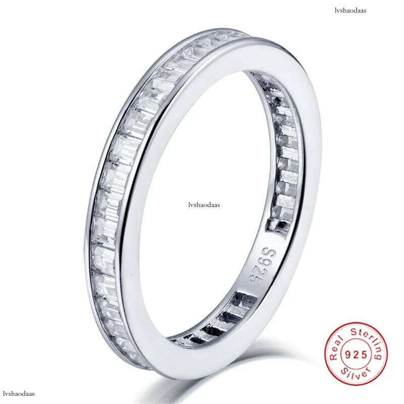 Choucong Brand New Jewelry Pure 100% Sterling Sier Full T Princess Cut White Topaz Gemstones Wedding Band Ring Gift Never Fade