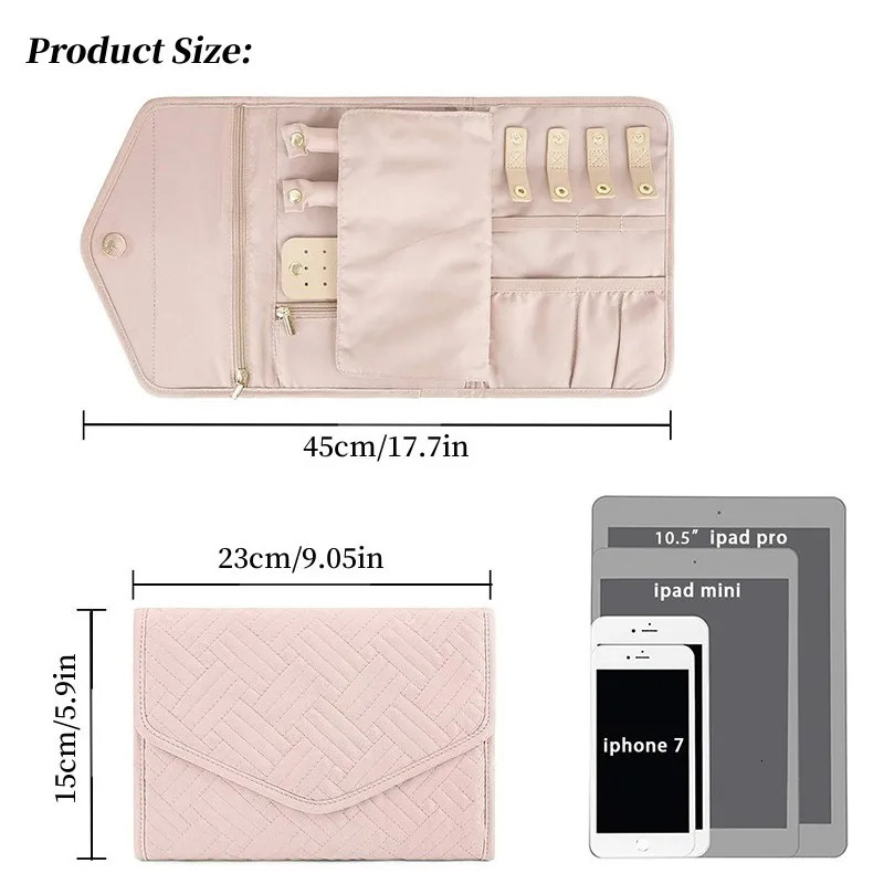 Foldable Fashion Portable Jewelry Bag Large Womens Travel Jewelry Roll Necklace Earring Ring Jewellery Display Storage Bag 250804