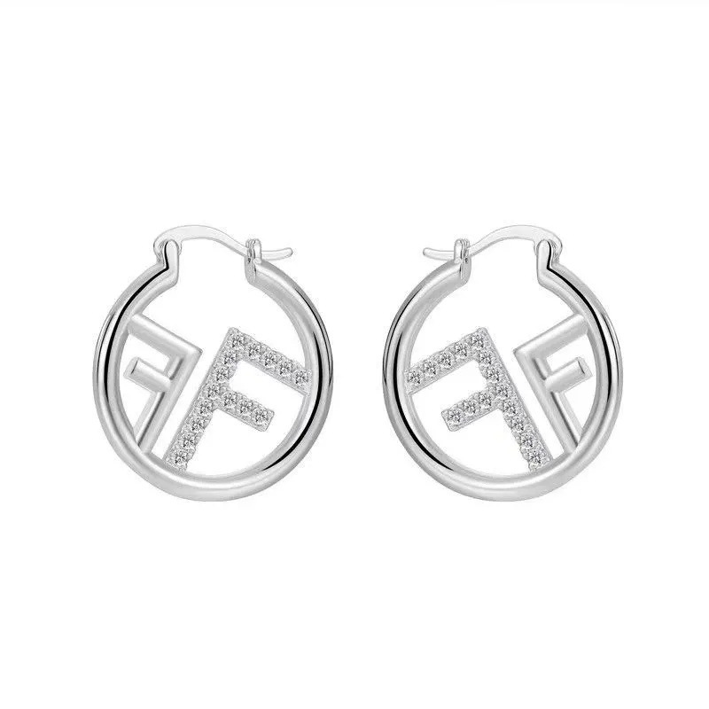 Designer Earring 18K Gold Plated Alphabet Letter Hollow Stud Earring Paved AAA Cubic Zirconia Diamond Fashion High-end Jewelry wholesales drop shippin