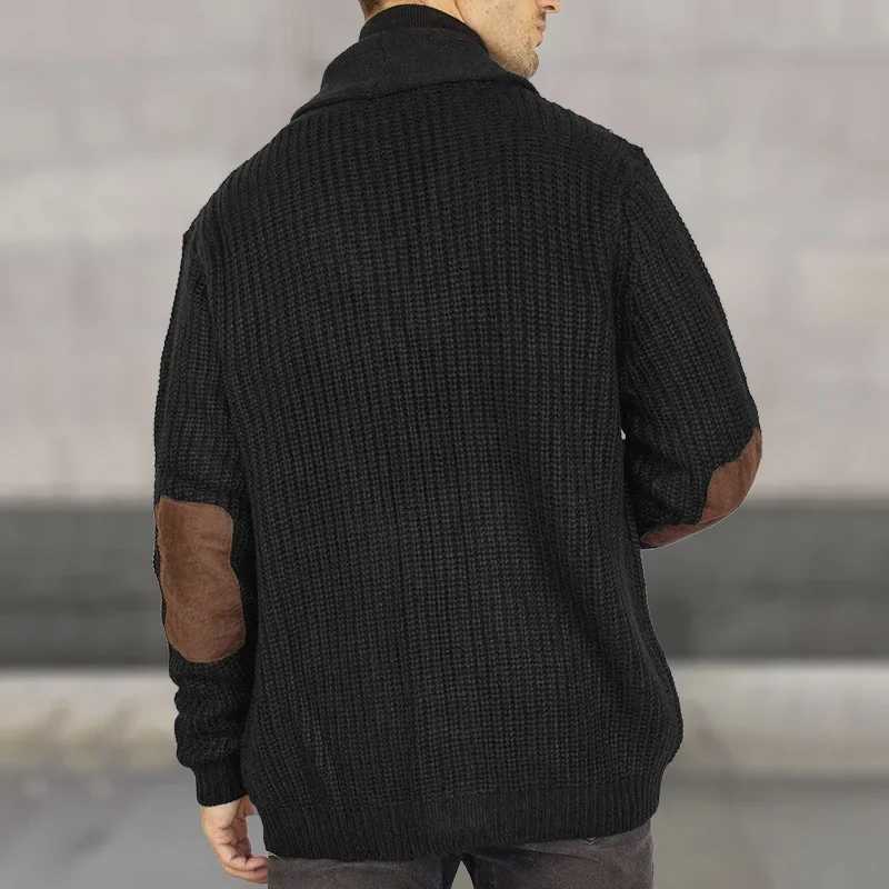 Men Cardigan Coats Sweaters Casual Loose Turn Down Collar Single Breasted Splice Simple Knit Coat Autumn Winter Outerwear XJ250805
