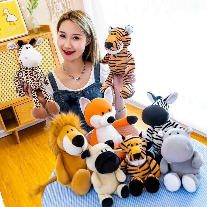 25-35cm Jungle s Soft stuffed Doll Rabbit Dog Elephant Lion Tiger Raccoon Monkey Kaii Plush Children Birthday Gift Y250805 Y260128