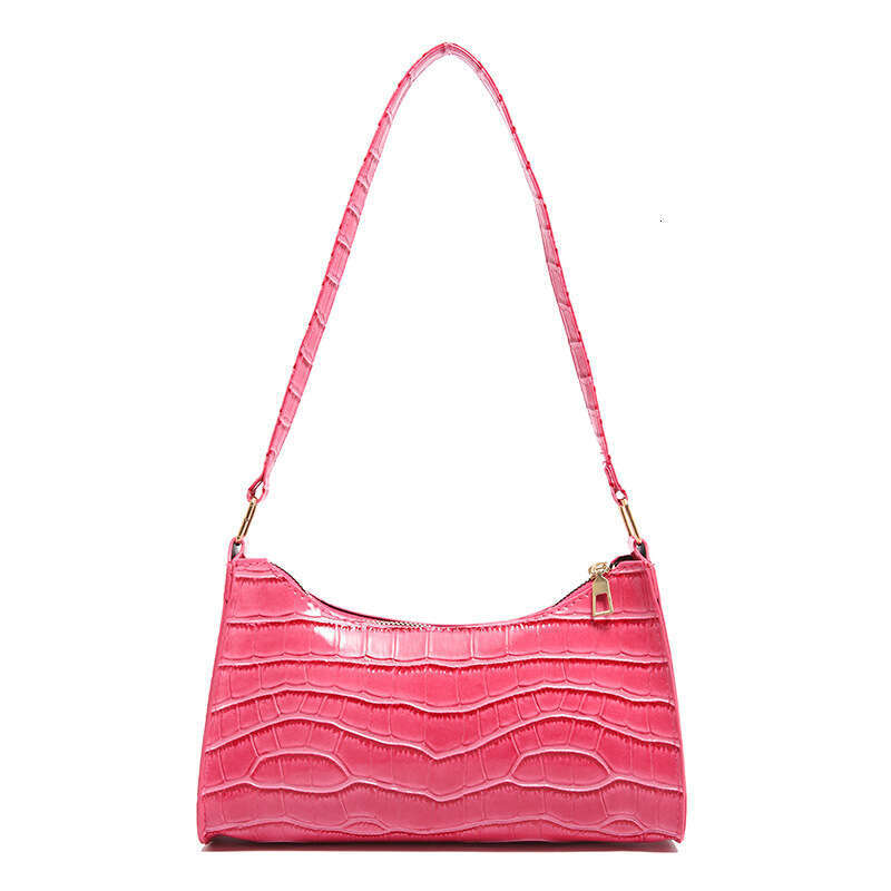 Crocodile Pattern 2025 New Style Crescent Simple Solid Color Underarm Baguette Single Shoulder Bag Women's Handbag
