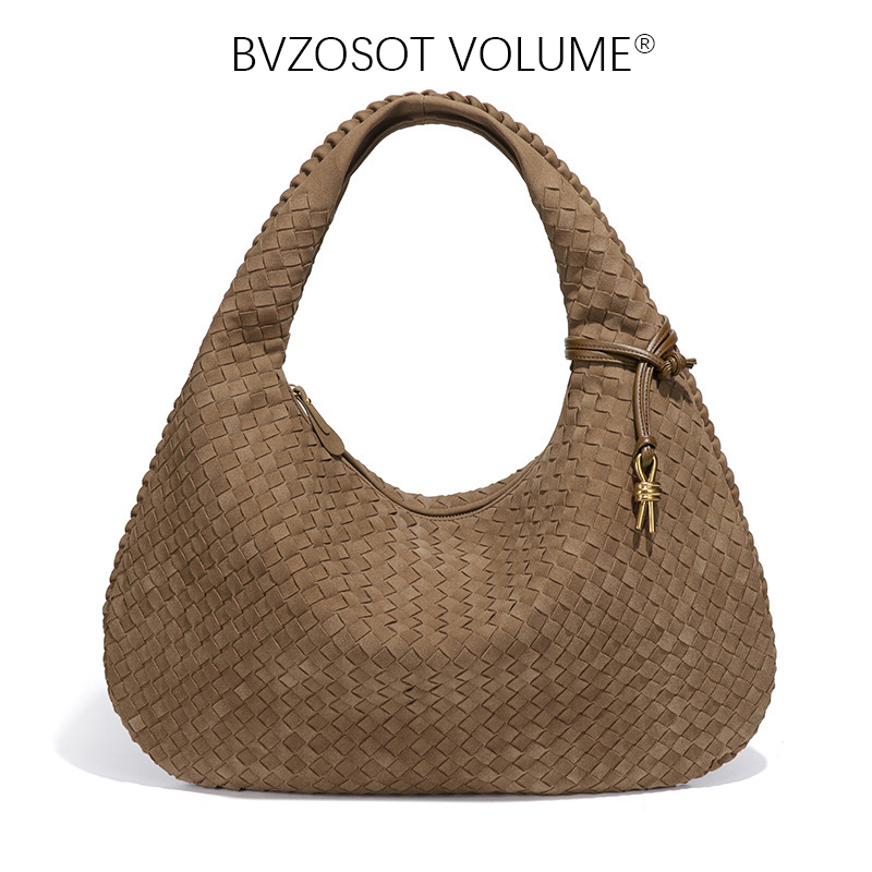 new Spring/Summer Frosted Hand - woven High - end Underarm Dumpling Bag with Large Capacity Suede Velvet Shoulder Bag