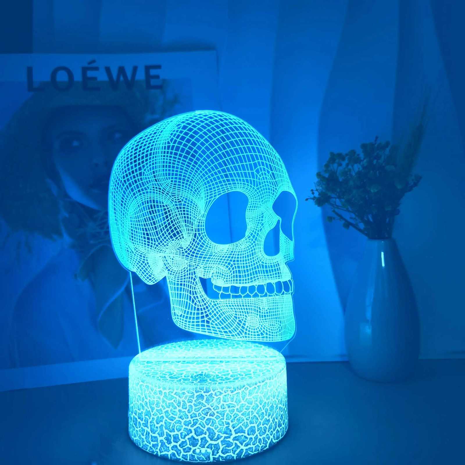 Creative USB Night Light with Skull Main Image Halloween Holiday Gift for Friends Atmosphere Decorative Light XJ250804