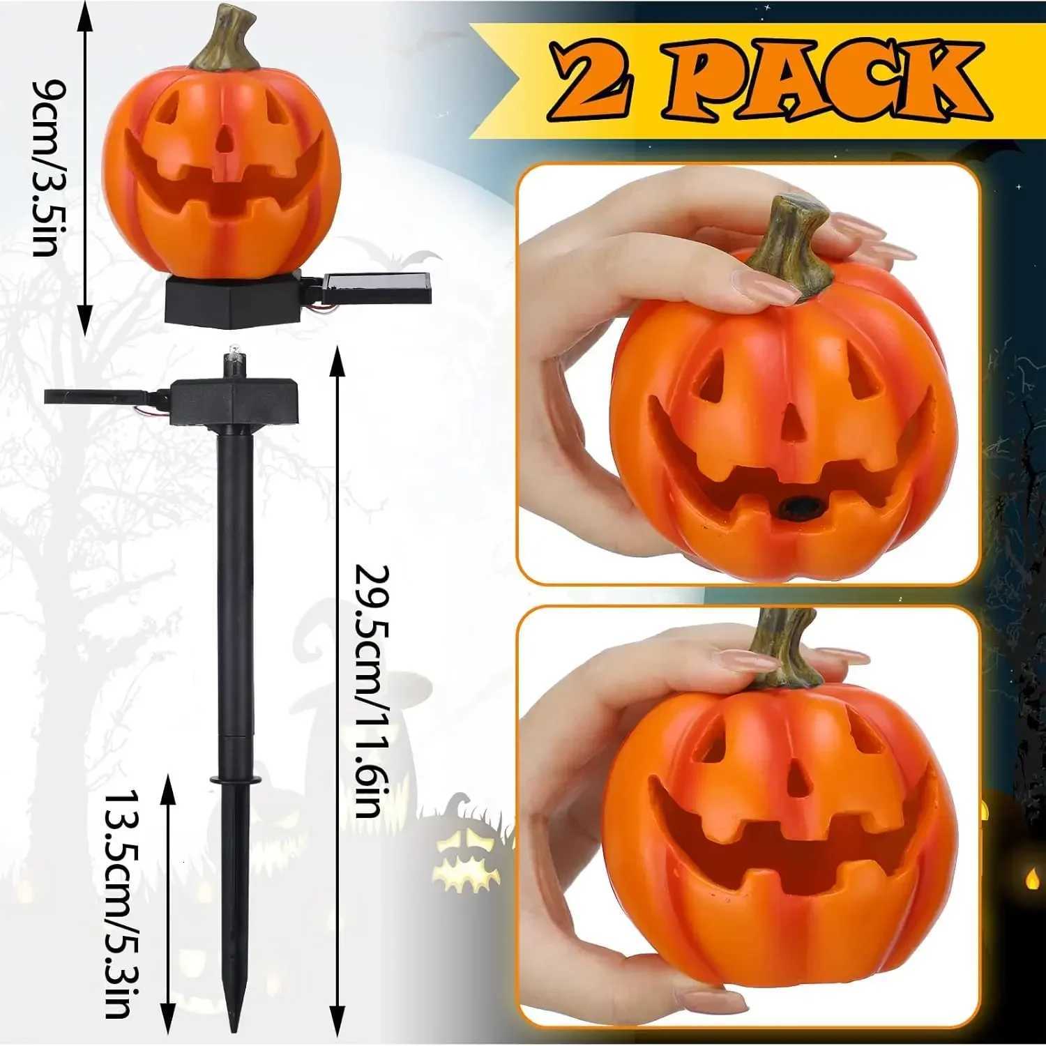 Halloween Pumpkin Candle Pathway Solar Lights Crow Yard Stake Lamp for Garden Yard Lawn Pathway Home Party Decoration WaterproofXJ250804