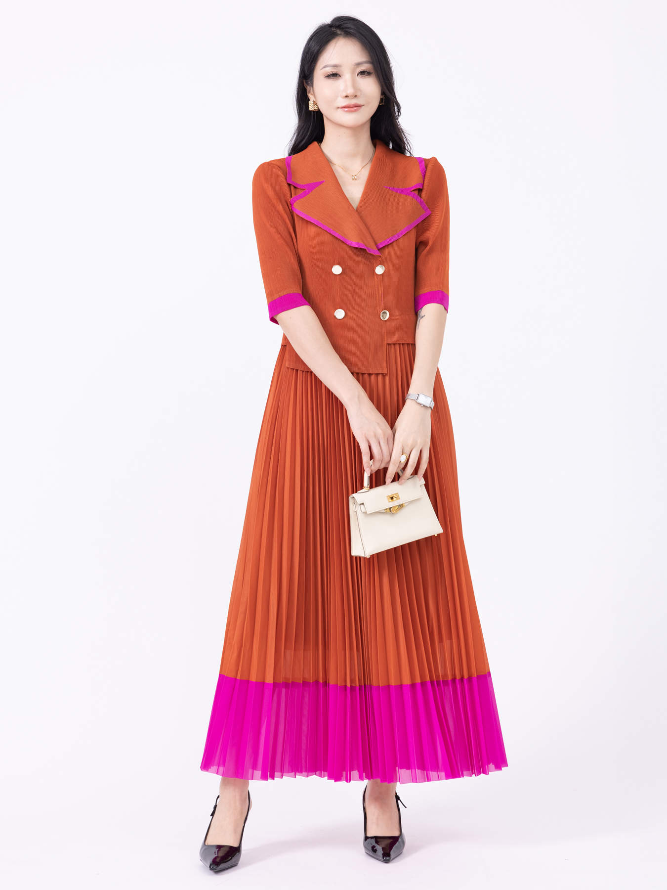 Dresses Basic & Casual Dresses Two fake dresses in contrasting colors H250323