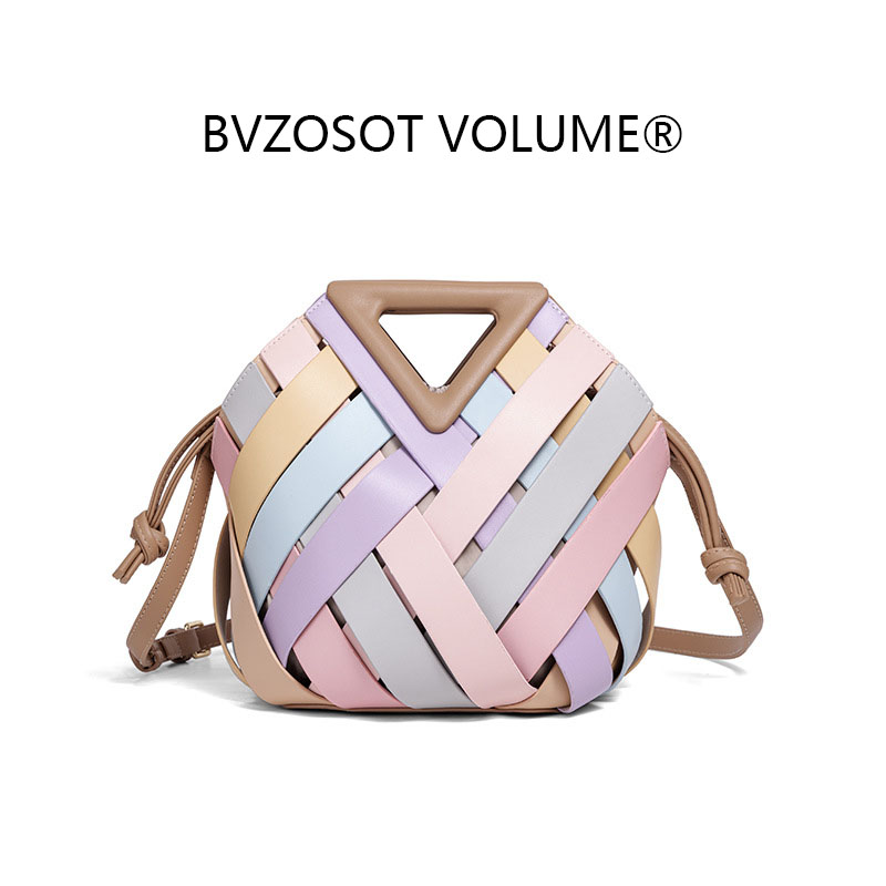 Large-capacity handbags triangular bags new styles hand-held clip bags diamond-patterned woven evening bags