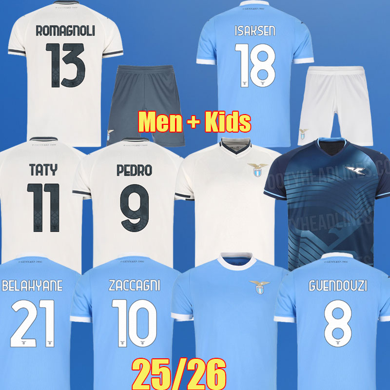 25 26 Lazio 50 year GUENDOUZI PEDRO ZACCAGNI TATY Soccer Jerseys 50TH 2025 2026 ROMAGNOLI ISAKSEN BELAHYANE HYSAJ LAZZARI PATRIC away Men Kids kits maglia da calcio