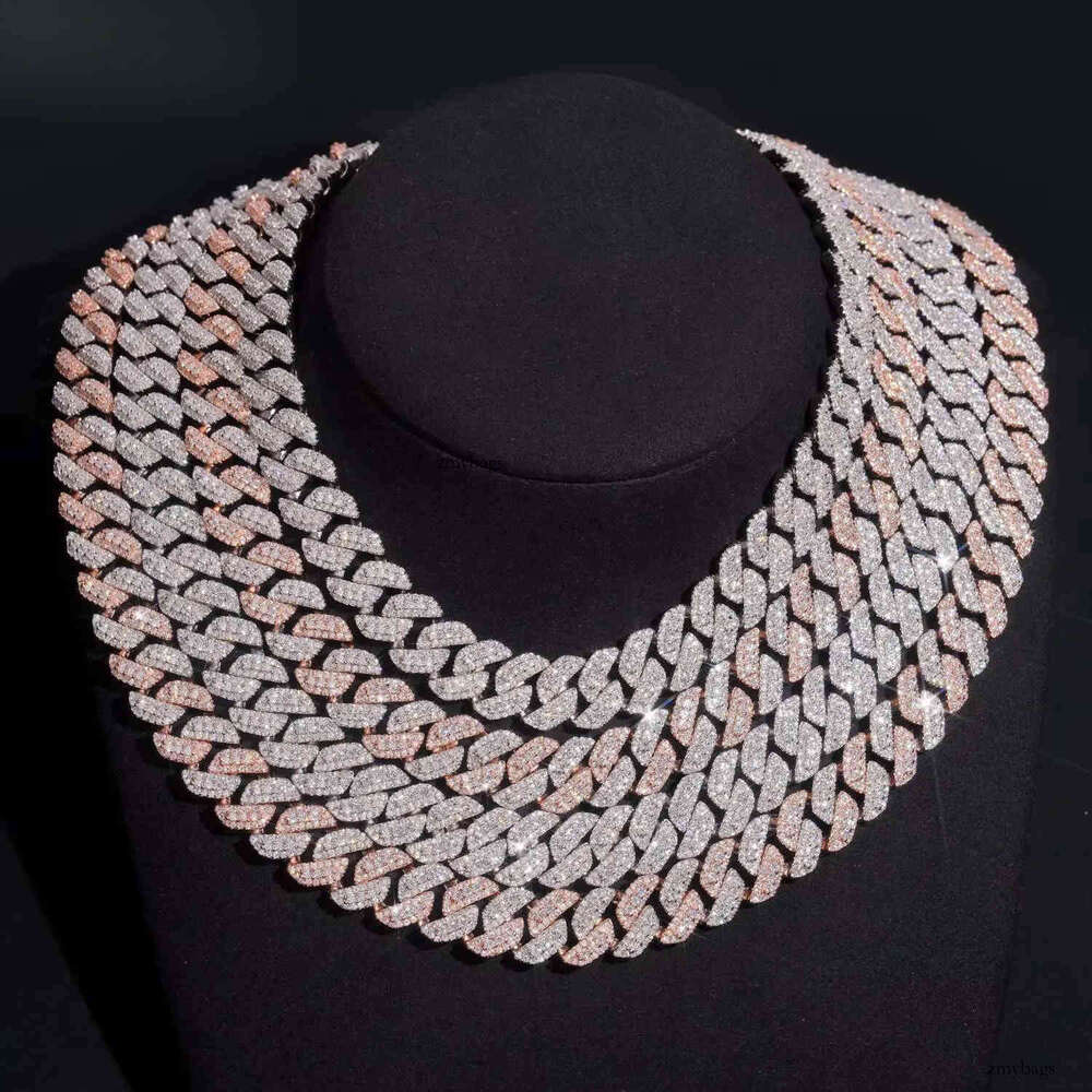 New Stocks 13mm 3 Rows Sterling Sier Hip Hop Jewelry Men Necklace Bracelet Iced Out Moissanite Dia Cuban Link Chain