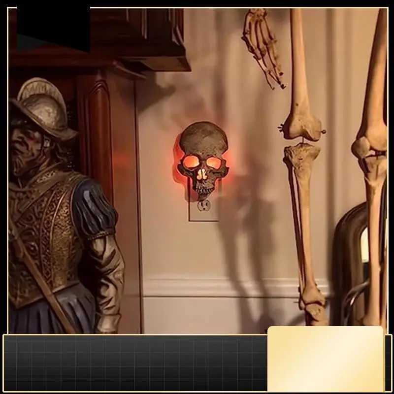1 PCS Halloween Skull Night Light Horror Lamp Gothic Skull Night Lamp Skeleton Lamp Plug Into Wall Decorative Gothic US Plug-N37 XJ250804
