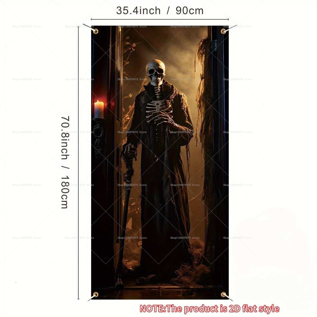 Halloween Party Decorations Spooky 2D Door Banner Party Skull Pumpkin Wizard Porch Banner Photo Booth Frame Prop SuppliesXJ250804