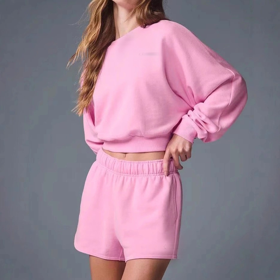 Women's Tracksuits Two Piece Set Solid Color Fashion Casual Pullover Sporty Cotton Sweatsuit Full Sleeve Hoodies Loose Size S-XL