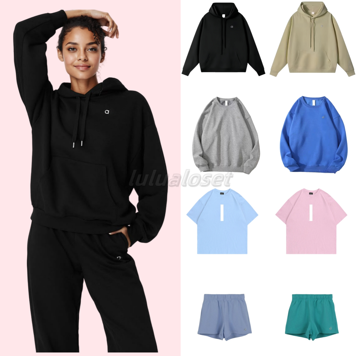 10A Hot Sale Classic Daliy Wear Hoodie Crewneck Sweatshirt Tshirt Pant Breathable Comfy Sports Pullover Shorts Socks Pants alosetsly Women Clothes Hoodie