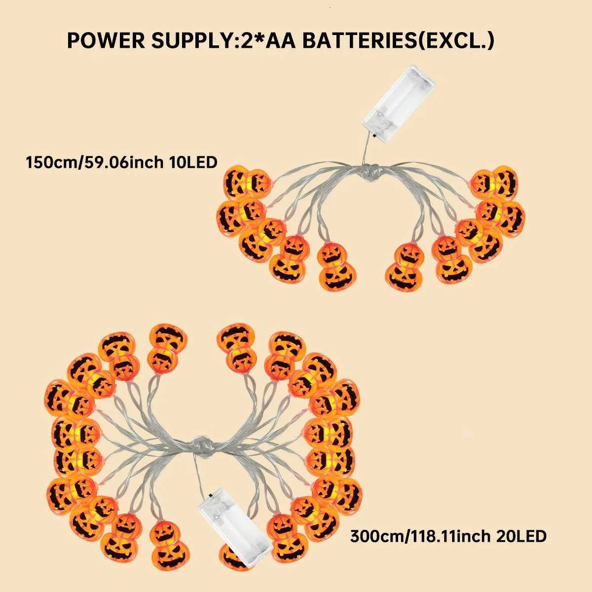 1pc 10/20LED Halloween Double Pumpkin String Light Battery Powered For Home Outdoor Porch Yard Garden Halloween Party Decoration XJ250804