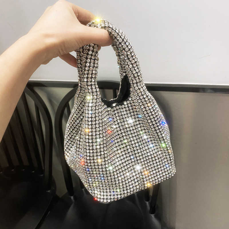 Free shipping designer bags Evening Bags Women s with Rhinestones Handheld Bucket Bag Single Shoulder Crossbody Chain Small Handbag 250805