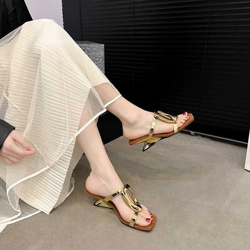 Gold Sexy Designer Wedding Elegant Shoes Women Sandals Stiletto High Medium Heel Open Toe Luxury Fashion Party Women Shoes W250805