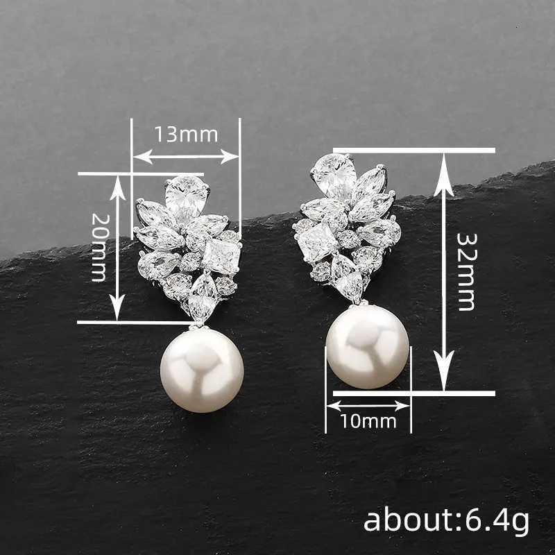 925 Sterling Silver Brilliant CZ Bridal Wedding Pearl Earrings for Women Bling Drop Earrings for Women Trendy Jewelry Y250804