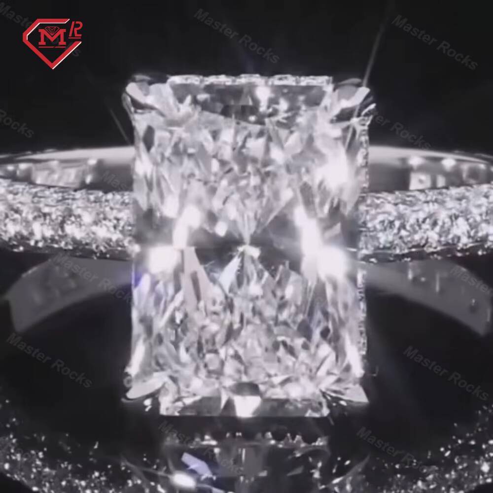 3ct Radiant Cut Moissanite Wedding Ring 18k Gold Plated 925 Sliver Diamond VVS Moissanite Ring