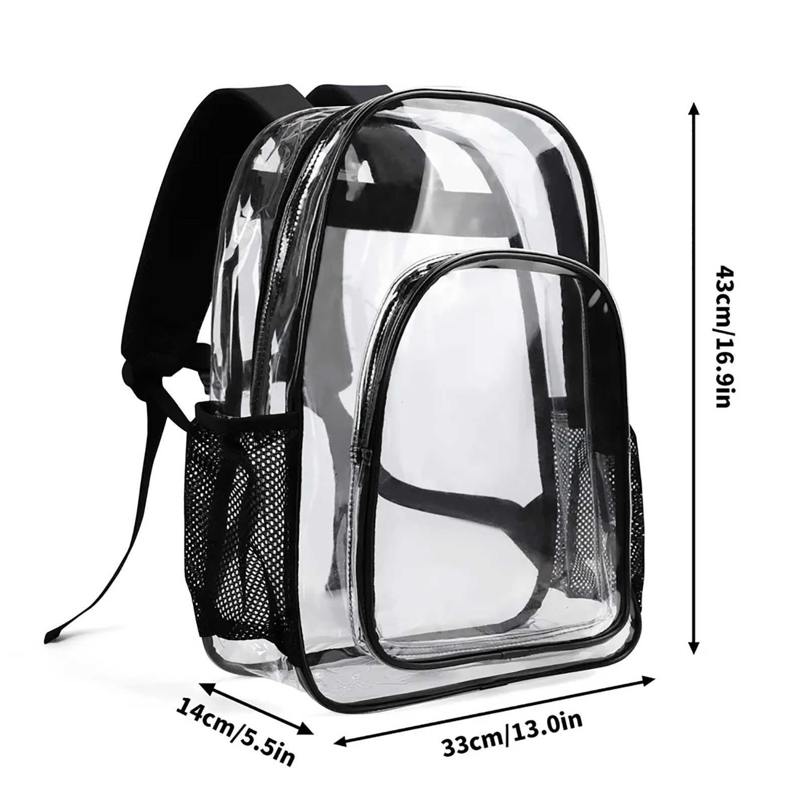 NXY Single Layer 17 Inch Clear Backpack PVC See Through Transparent Bookbag Mens Designer Backpacks Student Schoolbag 250814