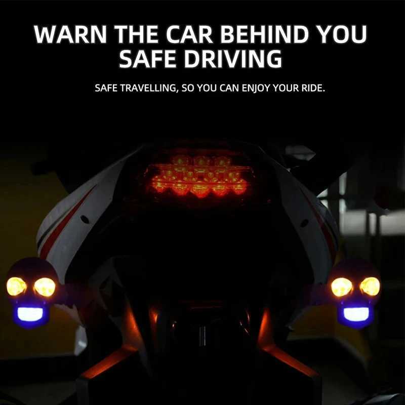 2PCS Motorcycle LED Dual Color Skull Shape Waterproof Fog Light Auxiliary Headlights ATV Scooter Driving For Racers Spotlight XJ250804