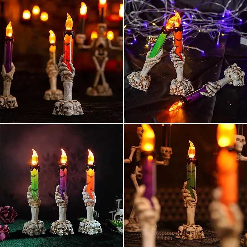 Glowing Candles Decorative Table Lamps Skull Lanterns Party Camping Haunted House Decorations Halloween Decorations XJ250804