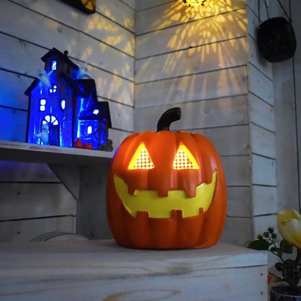 Resin Pumpkin Ornament Spooky Halloween Pumpkin Lanterns for Haunted Party Decor Resin Led Pumpkin Figurines for Garden XJ250804