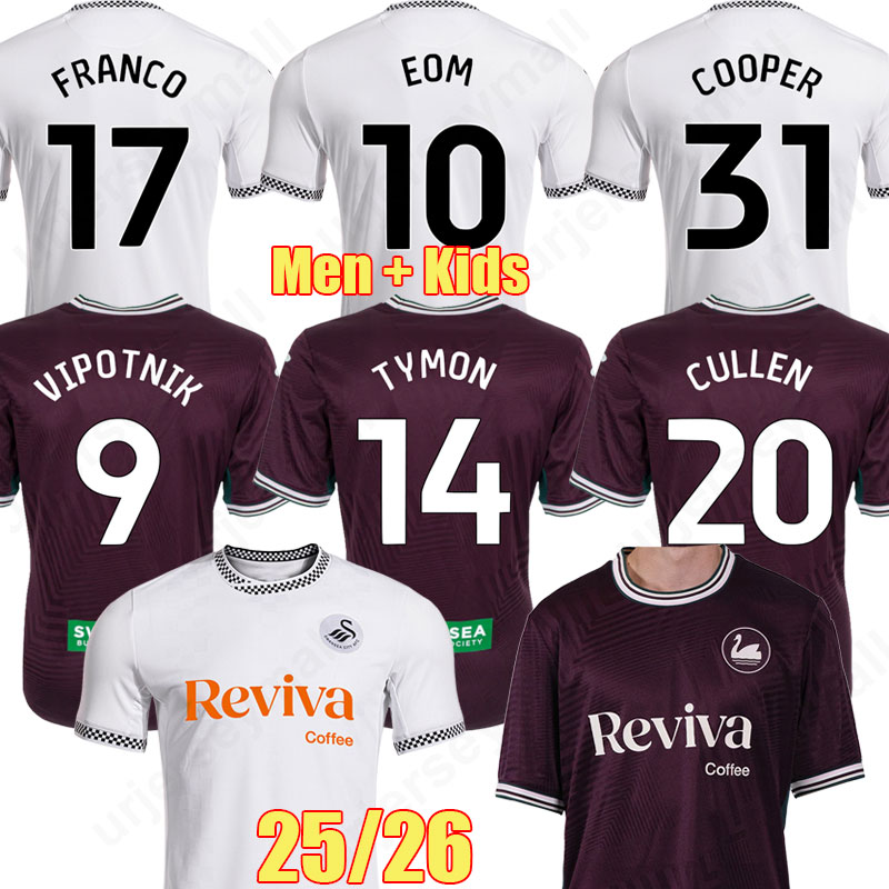 25 26 Swanseas City soccer jerseys CABANGO TYMON FRANCO CULLEN COOPER VIPOTNIK 2025 2026 RONALD EOM home away GINNELLY football Shirts men kids kit Outdoor Apparel