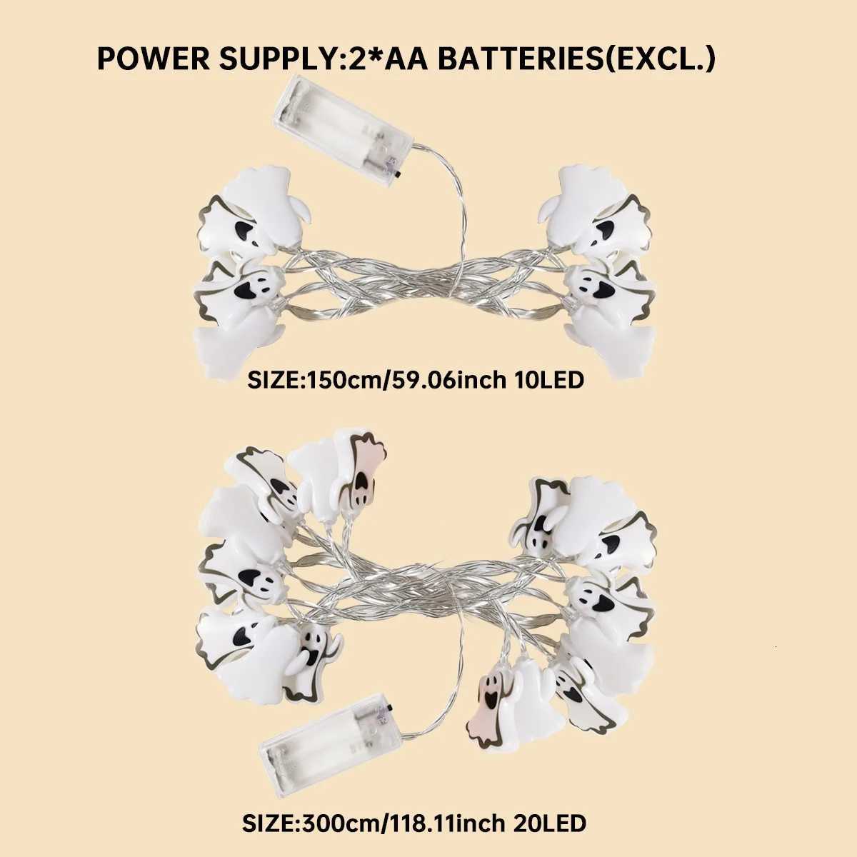 1pc 10/20 LED Halloween Raising-Hand Ghost String Light Hanging Decorative Lamp Battery Powered For Home Garden Halloween Decor XJ250804