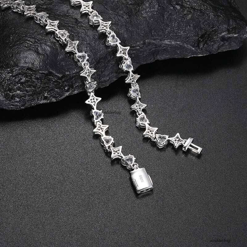 Heart Moissanite VVS1 Sier For Women Iced Out Chain Link Necklace Unisex Fine Hip Hop Jewelry