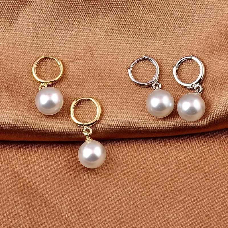 2025 New Fashion White Imitation Pearl Drop Earrings for Women Gold Color Tiny Huggies Hoops Earrings Wedding Jewelry Gift Y250804