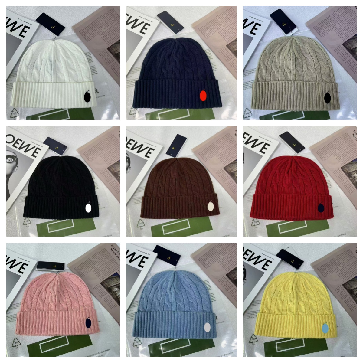 Designer Unisex Pony Embroidered Cotton Polo Knit Fashion Twist Warm Comfortable Joker Couples Casual Pullover Cold Hat