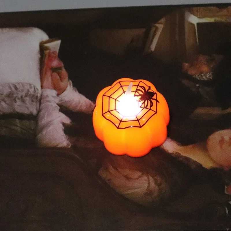 Halloween Candle Light LED Pumpkin Lantern Lamp Ornaments Pumpkin Candle Light Halloween Party Ghost Festival Props Home Decor XJ250804