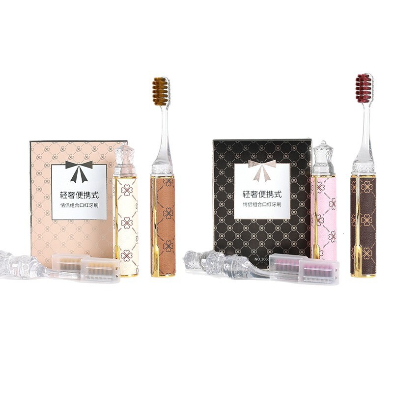 Han Bing Orthodontic TikTok Lipstick Style Portable Adult Soft Bristle Toothbrush Foldable Travel Detachable