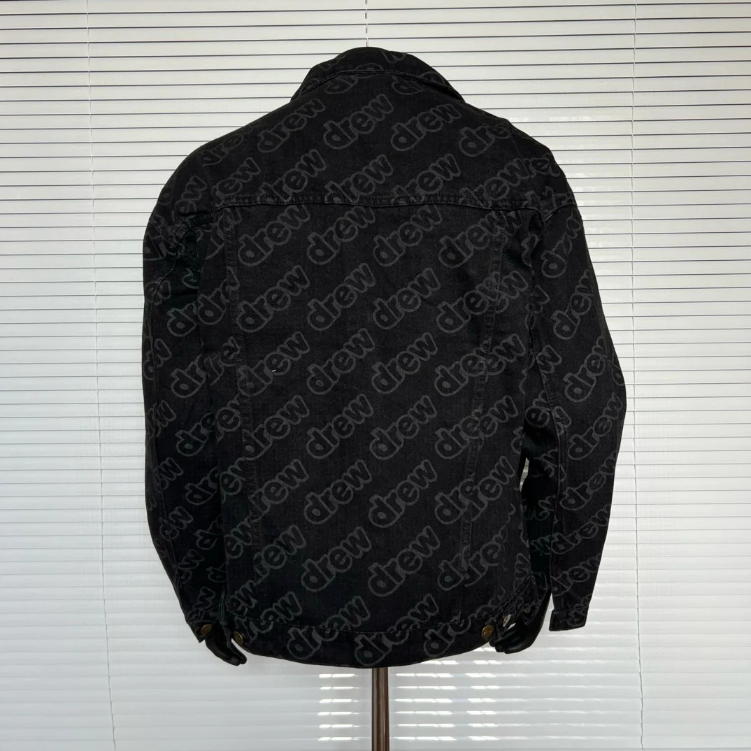 Drew House Men's Clothing Smiling Printing logo autumn and winter designer niche American retro print loose denim jacket