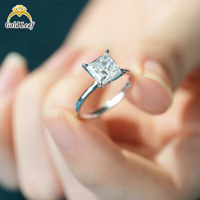 Goldleaf Custom Made 14K 18K White Gold Lab Grown Diamond Ring D VVS Princess Cut 1CT 2CT 3CT Customizable Lab Diamond Ring