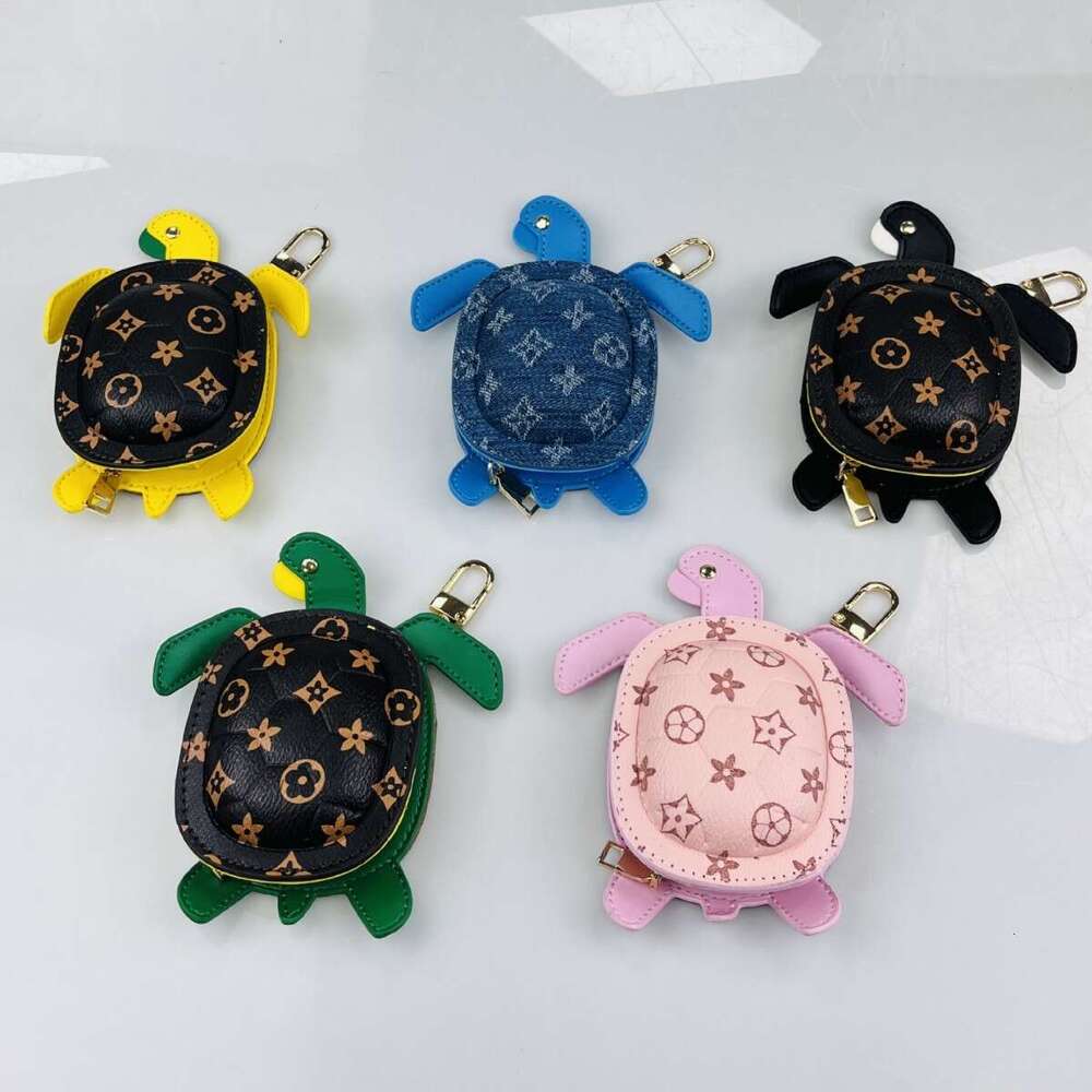 DHpet Mini Turtle Bag Charm Pendant Keychain Earphone Pouch Coin Purse for Women Cute Animal Accessory in 5 Colors Blue Yellow Pink Green Black